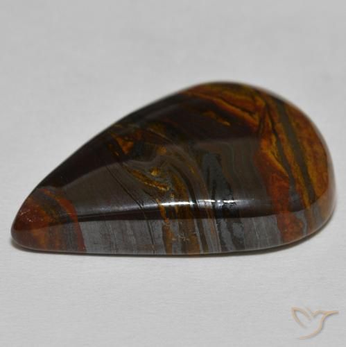 مصفوفة عين النمر Medium Dark-Brown طبيعي، شكل الكمثرى، 27.95 قيراط، غير شفاف