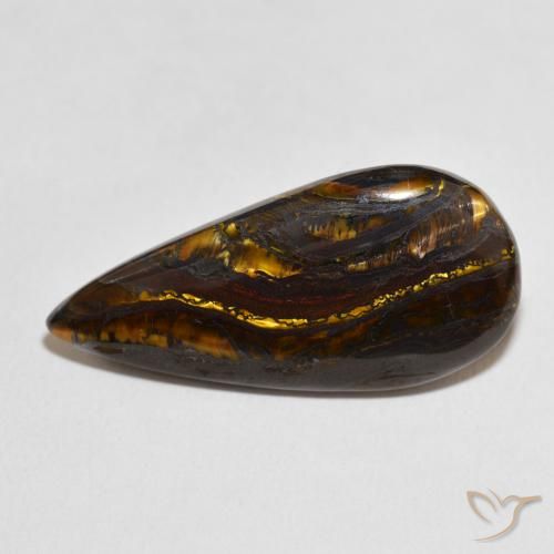 30.70ct طبيعي متعدد الألوان مصفوفة عين النمر, شكل الكمثرى, غير شفاف