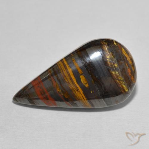 31.01ct طبيعي متعدد الألوان مصفوفة عين النمر, شكل الكمثرى, غير شفاف