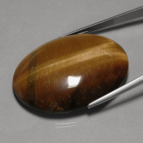 Tiger's Eye طبيعي بلون بني ذهبي، وزن ‎75.77‎ قيراط، شكل بيضاوى، مقاس ‎40x29.9‎ مم