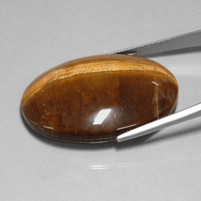 Tiger's Eye طبيعي بلون بني ذهبي، وزن ‎78.13‎ قيراط، شكل بيضاوى، مقاس ‎40x30.1‎ مم