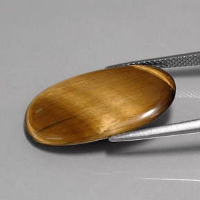 Tiger's Eye طبيعي بلون بني ذهبي، وزن ‎10.07‎ قيراط، شكل بيضاوى، مقاس ‎24.4x14.6‎ مم
