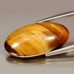 Tiger's Eye طبيعي بلون بني ذهبي، وزن ‎14.67‎ قيراط، شكل بيضاوى، مقاس ‎24.8x12.3‎ مم
