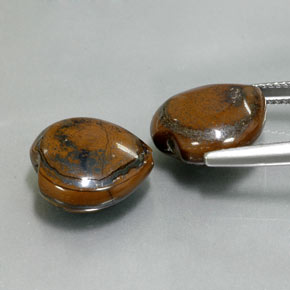 Tiger's Eye طبيعي بلون متعدد الألوان، وزن ‎‎ قيراط، شكل شكل القلب، مقاس ‎13.9x13.5‎ مم