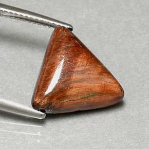 Tiger's Eye طبيعي بلون بني ذهبي، وزن ‎7.11‎ قيراط، شكل تريليون، مقاس ‎16x13.5‎ مم