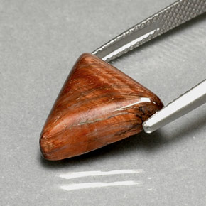 Tiger's Eye طبيعي بلون بني ذهبي، وزن ‎7.11‎ قيراط، شكل تريليون، مقاس ‎16x13.5‎ مم
