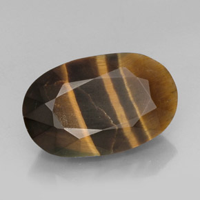 Tiger's Eye طبيعي بلون متعدد الألوان، وزن ‎13.19‎ قيراط، شكل بيضاوى، مقاس ‎19.7x12.5‎ مم