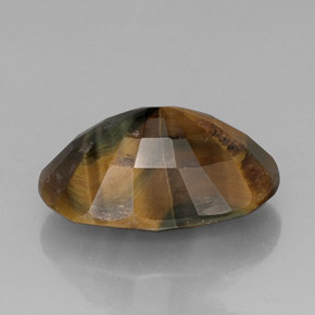 Tiger's Eye طبيعي بلون متعدد الألوان، وزن ‎13.19‎ قيراط، شكل بيضاوى، مقاس ‎19.7x12.5‎ مم