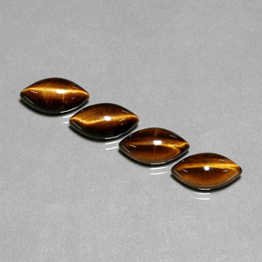 Tiger's Eye طبيعي بلون بني ذهبي، وزن ‎‎ قيراط، شكل ماركيز، مقاس ‎11.9x6.1‎ مم
