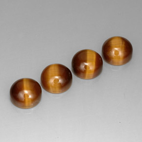 Tiger's Eye طبيعي بلون بني ذهبي، وزن ‎‎ قيراط، شكل دائري، مقاس ‎8.02‎ مم