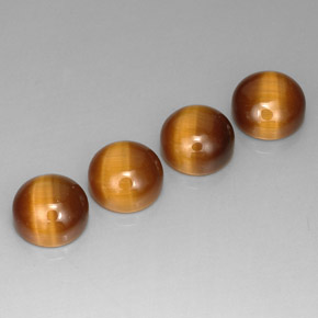 Tiger's Eye طبيعي بلون بني ذهبي، وزن ‎‎ قيراط، شكل دائري، مقاس ‎8.05‎ مم