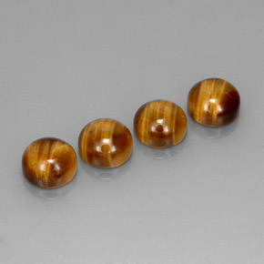 Tiger's Eye طبيعي بلون بني ذهبي، وزن ‎‎ قيراط، شكل دائري، مقاس ‎7.95‎ مم