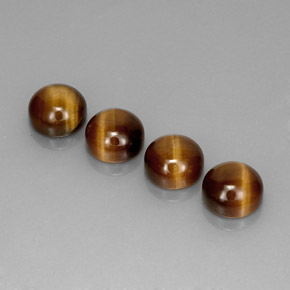Tiger's Eye طبيعي بلون بني ذهبي، وزن ‎‎ قيراط، شكل دائري، مقاس ‎7.98‎ مم