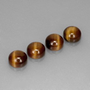 Tiger's Eye طبيعي بلون بني ذهبي، وزن ‎‎ قيراط، شكل دائري، مقاس ‎7.98‎ مم