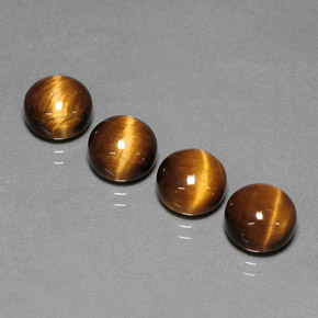 Tiger's Eye طبيعي بلون بني ذهبي، وزن ‎‎ قيراط، شكل دائري، مقاس ‎8.01‎ مم