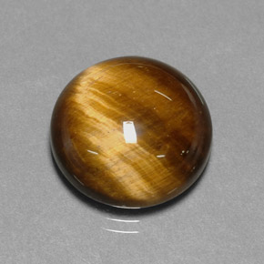 Tiger's Eye طبيعي بلون بني ذهبي، وزن ‎11.12‎ قيراط، شكل دائري، مقاس ‎14.88‎ مم
