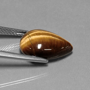 Tiger's Eye طبيعي بلون بني ذهبي، وزن ‎5.33‎ قيراط، شكل شكل الكمثرى، مقاس ‎14.2x10.2‎ مم