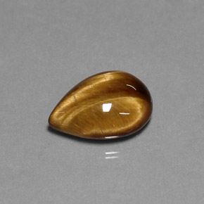 Tiger's Eye طبيعي بلون بني ذهبي، وزن ‎5.16‎ قيراط، شكل شكل الكمثرى، مقاس ‎13.9x10.1‎ مم