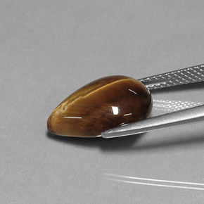 Tiger's Eye طبيعي بلون بني ذهبي، وزن ‎5.18‎ قيراط، شكل شكل الكمثرى، مقاس ‎14.1x10.1‎ مم