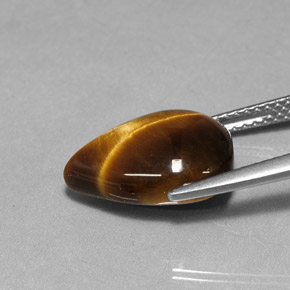 عين النمر ذهب البنى طبيعي، شكل الكمثرى، 5.09 قيراط، غير شفاف