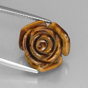 Tiger's Eye طبيعي بلون متعدد الألوان، وزن ‎12.32‎ قيراط، شكل شكل خيالي، مقاس ‎16.3x15.9‎ مم