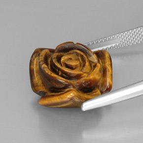Tiger's Eye طبيعي بلون متعدد الألوان، وزن ‎12.32‎ قيراط، شكل شكل خيالي، مقاس ‎16.3x15.9‎ مم