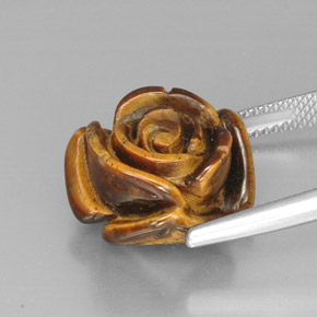Tiger's Eye طبيعي بلون متعدد الألوان، وزن ‎12.41‎ قيراط، شكل شكل خيالي، مقاس ‎14.9x14.9‎ مم