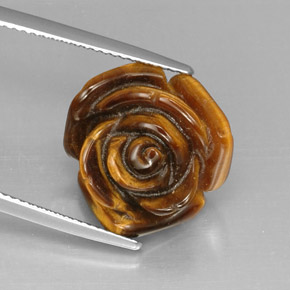 Tiger's Eye طبيعي بلون متعدد الألوان، وزن ‎11.35‎ قيراط، شكل شكل خيالي، مقاس ‎15.7x15.6‎ مم