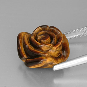 Tiger's Eye طبيعي بلون متعدد الألوان، وزن ‎13.03‎ قيراط، شكل شكل خيالي، مقاس ‎16.1x15.8‎ مم