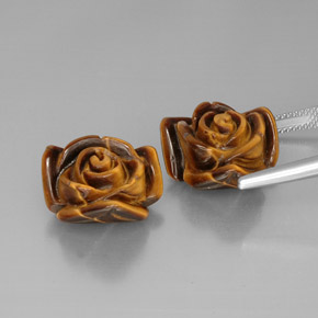 Tiger's Eye طبيعي بلون بني ذهبي، وزن ‎‎ قيراط، شكل شكل خيالي، مقاس ‎16.3x15.5‎ مم