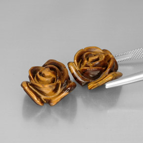 Tiger's Eye طبيعي بلون بني ذهبي، وزن ‎‎ قيراط، شكل شكل خيالي، مقاس ‎16.4x15.8‎ مم