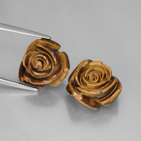 Tiger's Eye طبيعي بلون بني ذهبي، وزن ‎‎ قيراط، شكل شكل خيالي، مقاس ‎16.2x15.5‎ مم