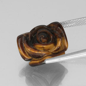 Tiger's Eye طبيعي بلون بني ذهبي، وزن ‎10.61‎ قيراط، شكل شكل خيالي، مقاس ‎15.6x15.2‎ مم