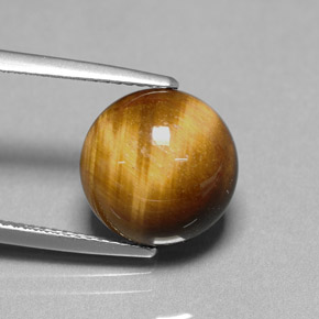 Tiger's Eye طبيعي بلون بني ذهبي، وزن ‎6.68‎ قيراط، شكل دائري، مقاس ‎12.01‎ مم