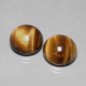 Tiger's Eye طبيعي بلون بني ذهبي، وزن ‎‎ قيراط، شكل دائري، مقاس ‎12.01‎ مم