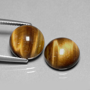 Tiger's Eye طبيعي بلون بني ذهبي، وزن ‎‎ قيراط، شكل دائري، مقاس ‎12.01‎ مم