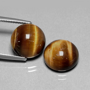 Tiger's Eye طبيعي بلون بني ذهبي، وزن ‎‎ قيراط، شكل دائري، مقاس ‎12.01‎ مم