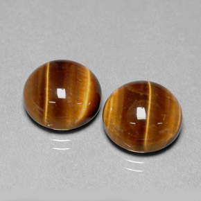 Tiger's Eye طبيعي بلون بني ذهبي، وزن ‎‎ قيراط، شكل دائري، مقاس ‎12.01‎ مم