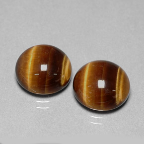 Tiger's Eye طبيعي بلون بني ذهبي، وزن ‎‎ قيراط، شكل دائري، مقاس ‎11.98‎ مم