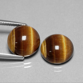 Tiger's Eye طبيعي بلون بني ذهبي، وزن ‎‎ قيراط، شكل دائري، مقاس ‎11.98‎ مم