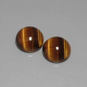 Tiger's Eye طبيعي بلون بني ذهبي، وزن ‎‎ قيراط، شكل دائري، مقاس ‎11.98‎ مم
