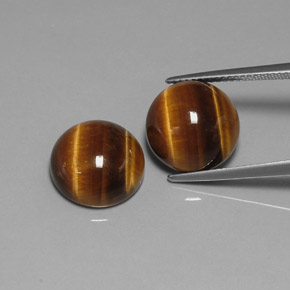 Tiger's Eye طبيعي بلون بني ذهبي، وزن ‎‎ قيراط، شكل دائري، مقاس ‎11.98‎ مم