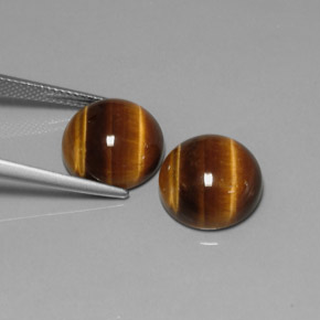 Tiger's Eye طبيعي بلون بني ذهبي، وزن ‎‎ قيراط، شكل دائري، مقاس ‎11.98‎ مم