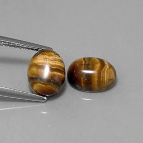 Tiger's Eye طبيعي بلون بني ذهبي، وزن ‎‎ قيراط، شكل بيضاوى، مقاس ‎9x6.9‎ مم