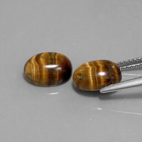 Tiger's Eye طبيعي بلون بني ذهبي، وزن ‎‎ قيراط، شكل بيضاوى، مقاس ‎9x6.9‎ مم