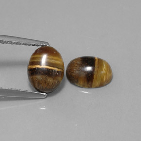 Tiger's Eye طبيعي بلون بني ذهبي، وزن ‎‎ قيراط، شكل بيضاوى، مقاس ‎8.8x6.8‎ مم