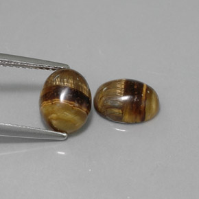 Tiger's Eye طبيعي بلون بني ذهبي، وزن ‎‎ قيراط، شكل بيضاوى، مقاس ‎8.8x6.8‎ مم