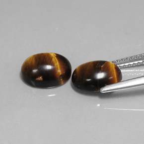 Tiger's Eye طبيعي بلون بني ذهبي، وزن ‎‎ قيراط، شكل بيضاوى، مقاس ‎8.8x6.9‎ مم