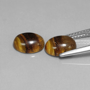 Tiger's Eye طبيعي بلون بني ذهبي، وزن ‎‎ قيراط، شكل بيضاوى، مقاس ‎8.9x6.8‎ مم