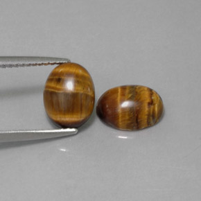 Tiger's Eye طبيعي بلون بني ذهبي، وزن ‎‎ قيراط، شكل بيضاوى، مقاس ‎8.8x6.9‎ مم
